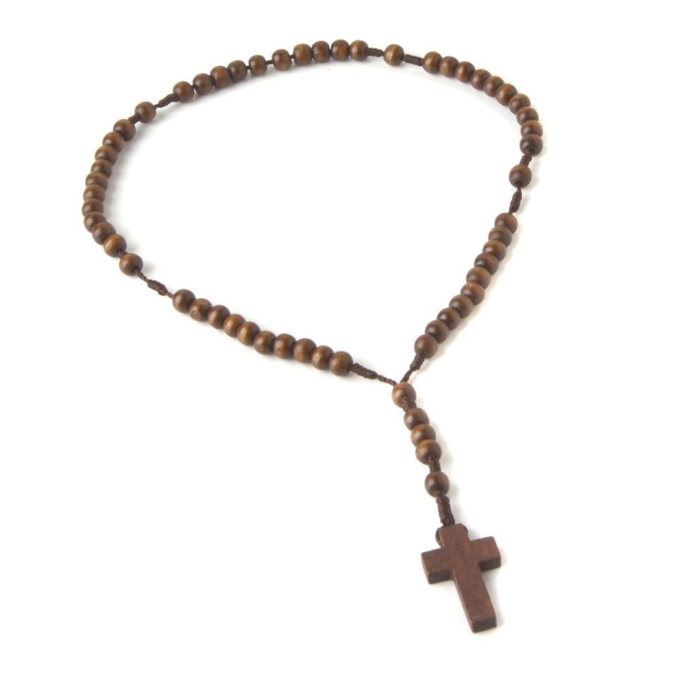Wooden Beads Rosary Bracelet with Jesus Cross